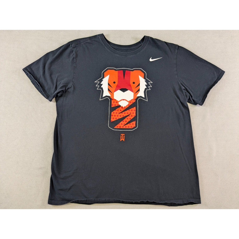 Tiger Woods Shirt Mens XL Black Nike Frank Golf Athletic Cut Logo Swoosh